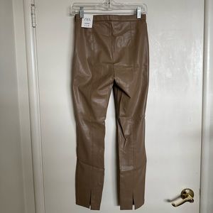 Zara light brown leather trousers